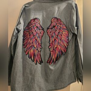 Bedazzled Wing Denim Jacket